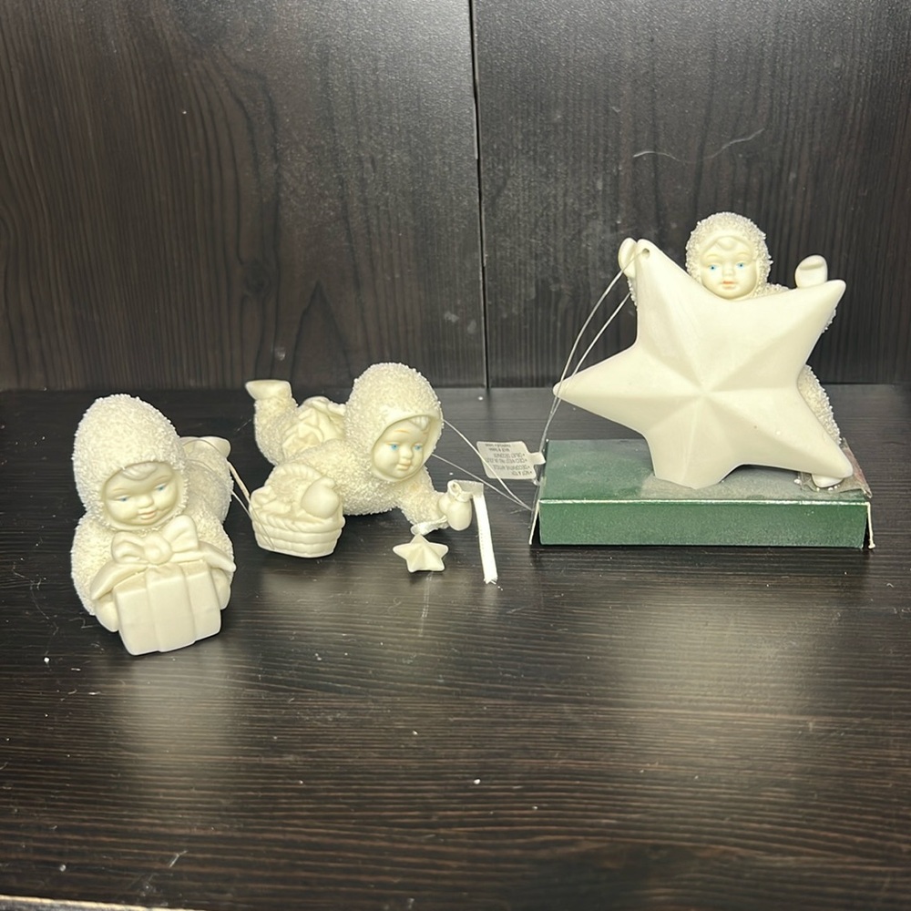 Department 56 set of three Snowbabies ornaments